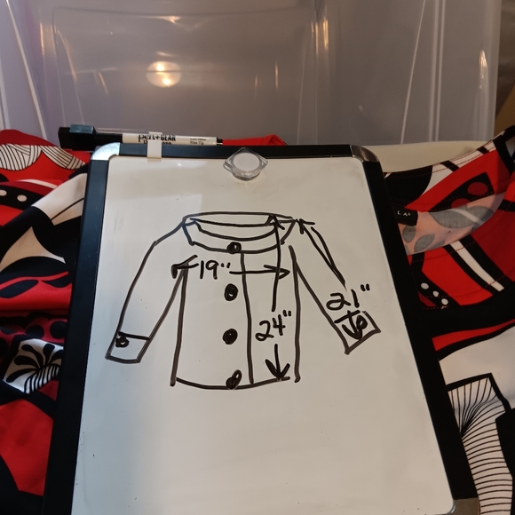 🗺 Rafaella Abstract Artsy, Stretchy Blazer, Large Buttons Size Large Cuffed EUC - Picture 3 of 10